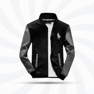 Stylish men's black and gray winter jacket with dual-tone design, perfect for casual wear and chilly weather in Bangladesh.